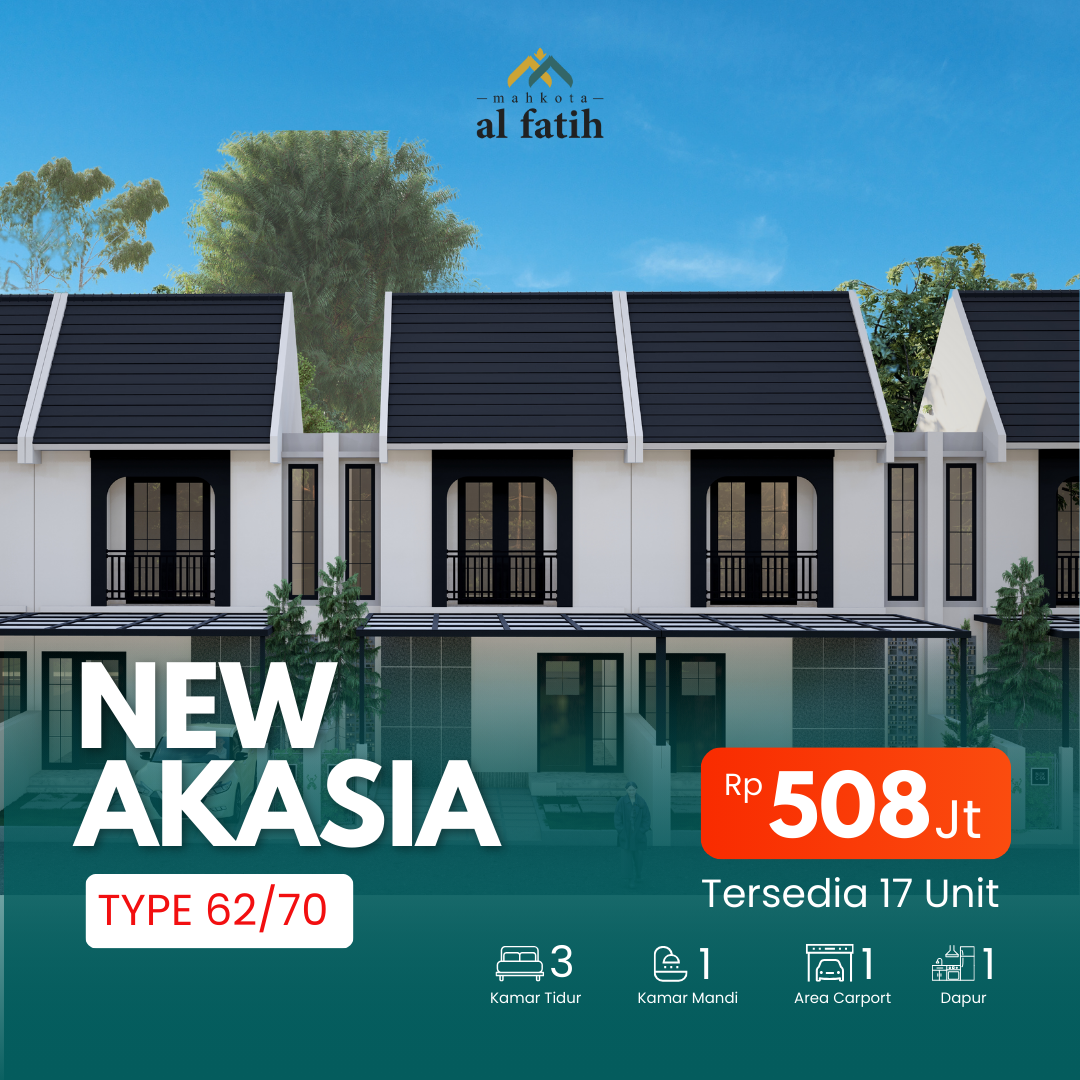rumah property dijual Harga tipe New Akasia perumahan mahkota al fatih cilacap