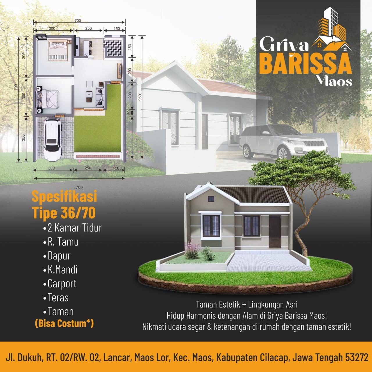 perumahan griya barisa maos 1 lantai denah ruang